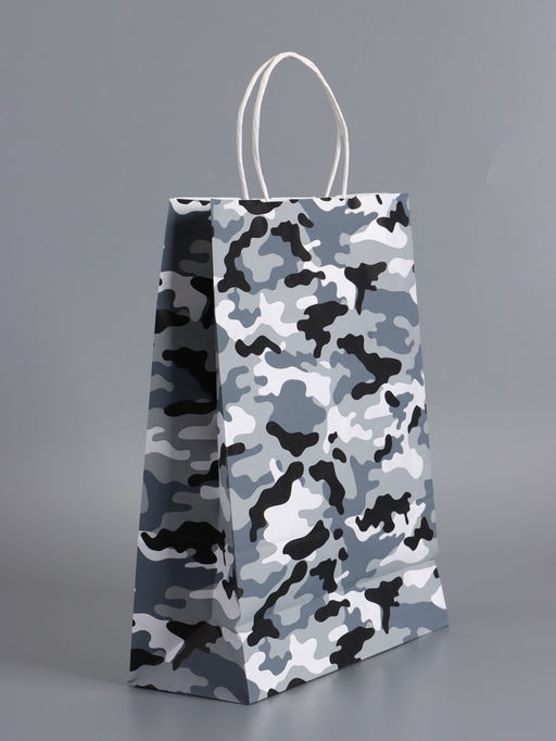 Пакеты подарочные крафт «23 Февраля», камуфляж, 24×10.5×32 см, набор 4 шт.