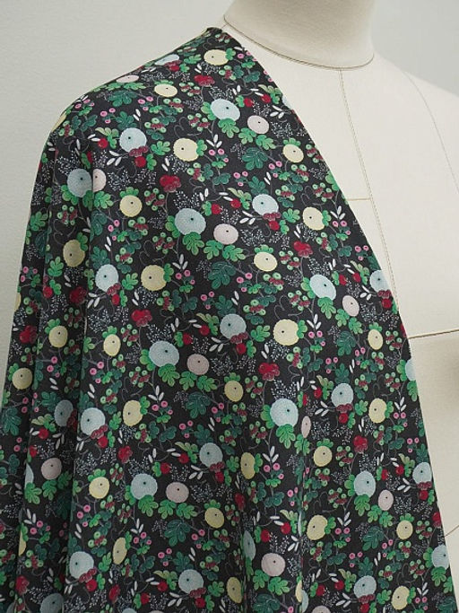 Плательная вискоза Digital Цветочные фонарики цв.черный, ш.1.5м, вискоза-100%, 175гр/м.кв - Купава фото 13