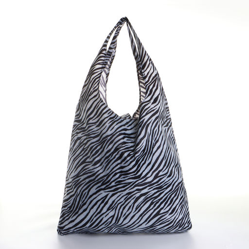 Сумка хозяйственная «Зебра» на кнопке, складная, чёрная, белая