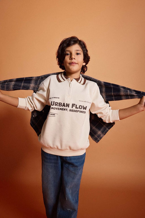 Polo Yaka Bask_l_ __i Yumu_ak T_yl_ Sweatshirt Erkek _ocuk - Defacto фото 3