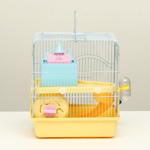 Клетка для грызунов Пижон, укомплектованная с замком, 27 х 21 х 31 см, жёлтая  фото 9
