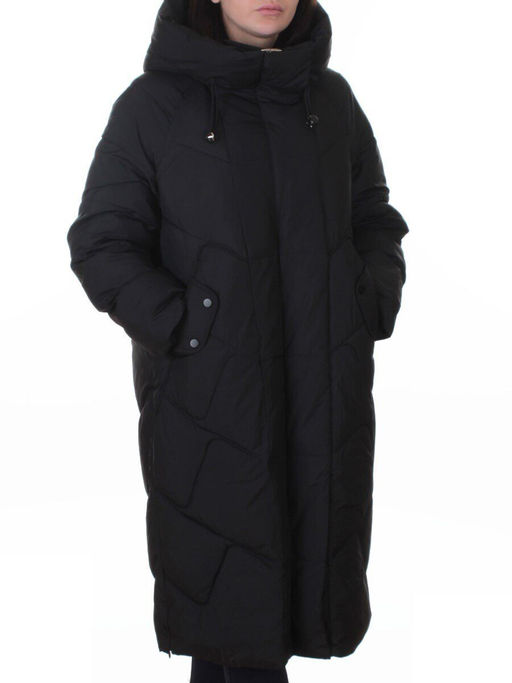A621 BLACK Пальто зимнее женское (200 гр. холлофайбер)