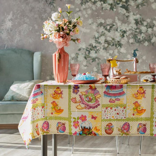 Скатерть Доляна Светлая Пасха, 220 144 см, 100 % хлопок, рогожка, 164 г/м  фото 12