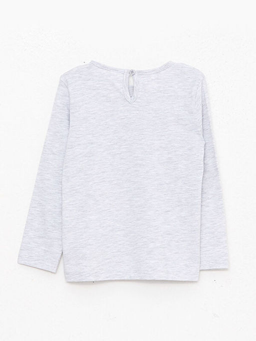 Bisiklet Yaka Uzun Kollu Bask?l? K?z Bebek Ti??rt - Waikiki фото 2