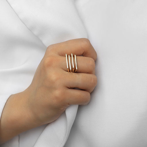 Кольцо металл Тренд полосы, цвет золото, размер 17 - Qf фото 3