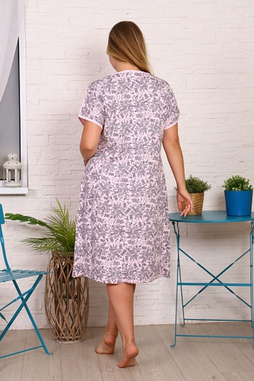 Сорочка на пуговицах, розовый, соцветия (763-1) - Плиона фото 4