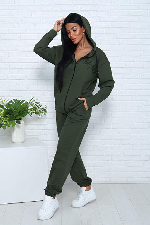 Костюм с брюками, футер с лайкрой 2-х нитка (00907, хаки)