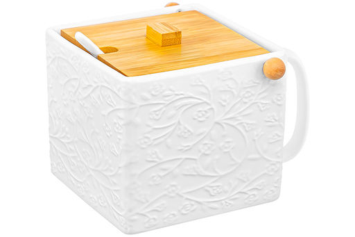 Банка д/сыпучих продуктов с бамбуковой крышкой 1000 мл 16,5*15*12 см Веточки-цветочки + ложка - Elan gallery фото 8