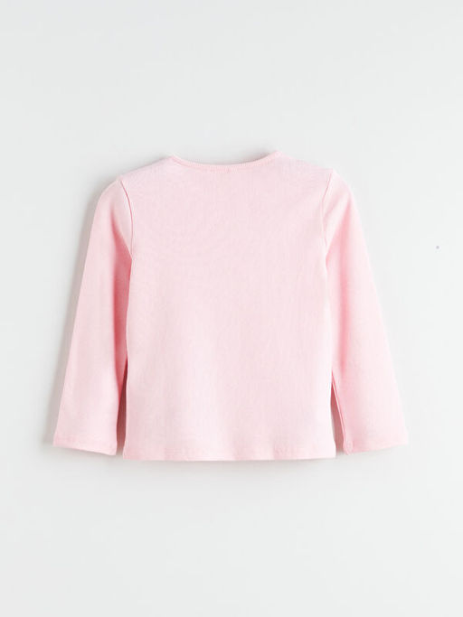 Bisiklet Yaka Bask?l? K?z ?ocuk Ti??rt