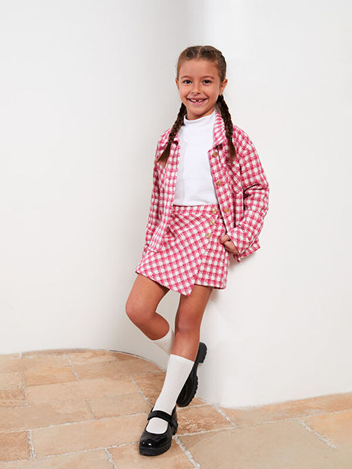 Beli Lastikli Ekose K?z ?ocuk ?ort Etek - Waikiki фото 3