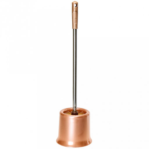 Ерш унитазный пластмассовый со съемной ручкой из нержавеющей стали "Металлик" 49см, с подставкой д13,5см h11,5см, бежевый (Китай)