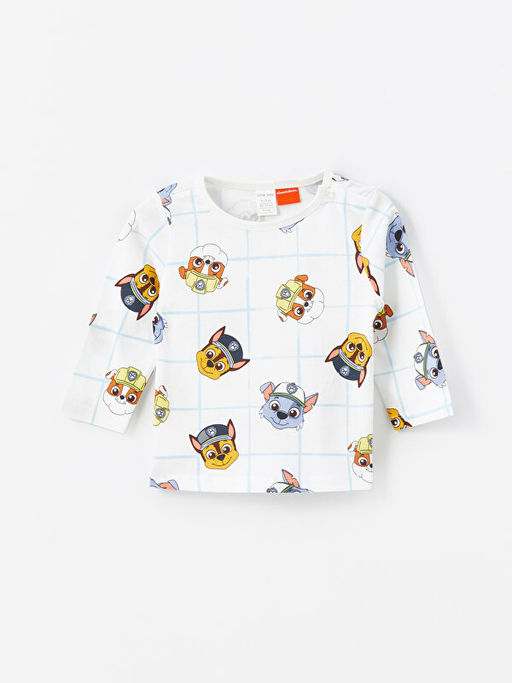 Bisiklet Yaka Uzun Kollu Paw Patrol Bask?l? Erkek Bebek Pijama Tak?m - Waikiki фото 2