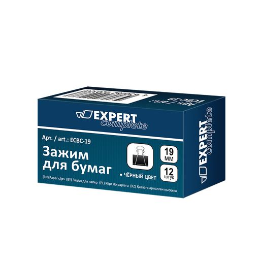 Expert Complete Зажим для бумаг ECBC-19 19 мм 12 x 12 шт. черный