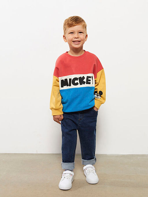 Bisiklet Yaka Uzun Kollu Mickey Mouse Bask?l? Erkek Bebek Sweatshirt - Waikiki фото 2