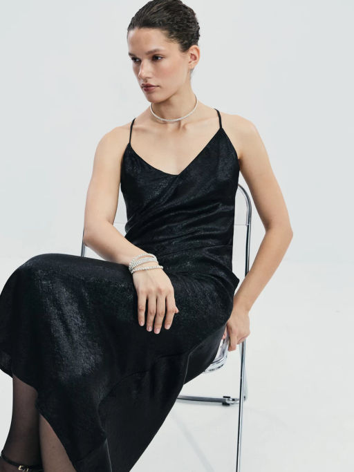 Платье миди из блестящей ткани / Zarina  фото 2