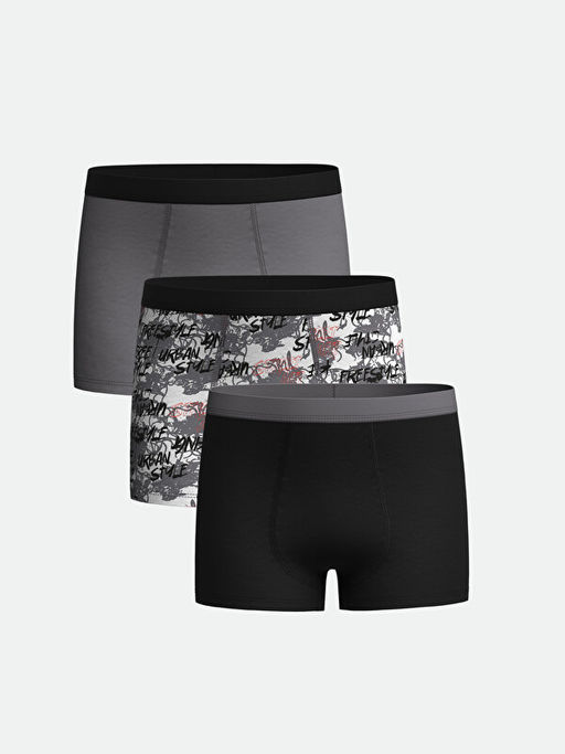 Bask?l? Erkek ?ocuk Boxer 3l?
