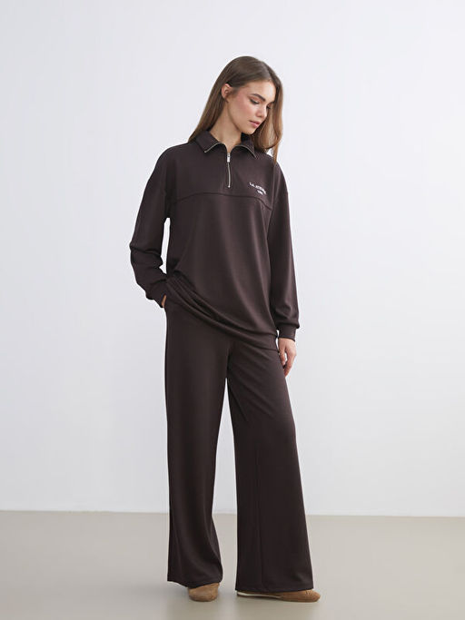 Dik Yaka Nak??l? Oversize Kad?n Sweatshirt Tunik