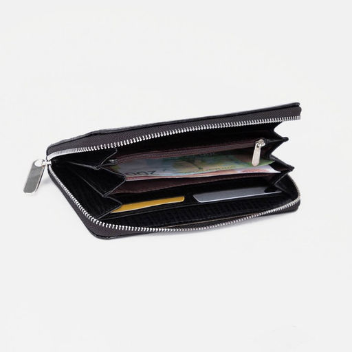 Портмоне мужское на молнии, отдел для купюр, для карт, для монет, цвет чёрный - Simaland фото 4