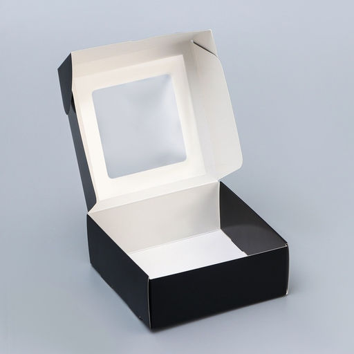 Цена за 10 шт. Коробка складная, крышка-дно, с окном, черная, 13 х 13 х 5 см - UPAK LAND фото 6