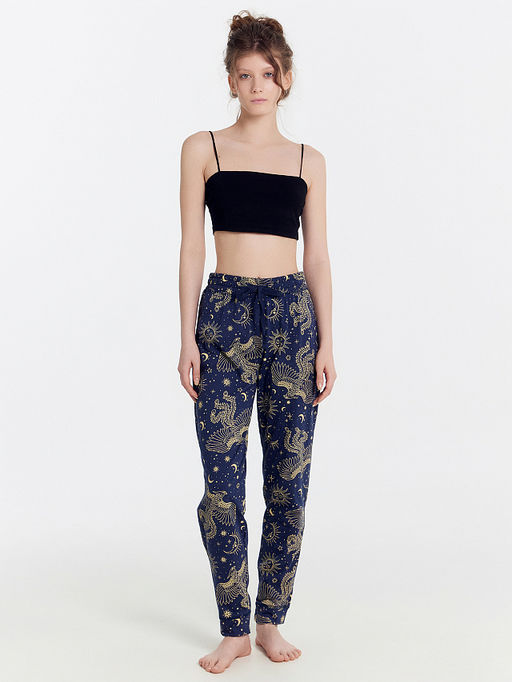 Брюки женские домашние синие с принтом звездное небо - Mark formelle фото 3