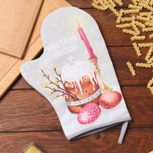 Варежка-прихватка Доляна Пасха 20х28 см, 35% хл, 65% пэ, ватин 250 г/м2  фото 6