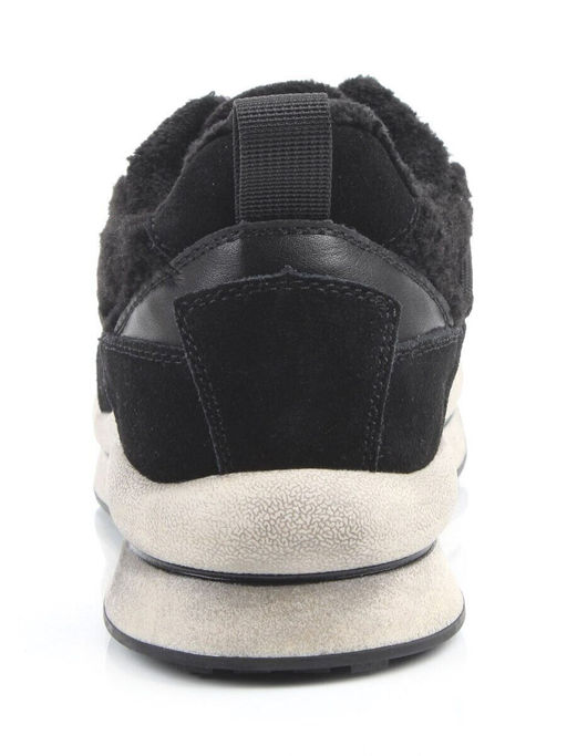 04-XKL23-138R BLACK Кроссовки утепленные женские (натуральная кожа, натуральная замша, байка)