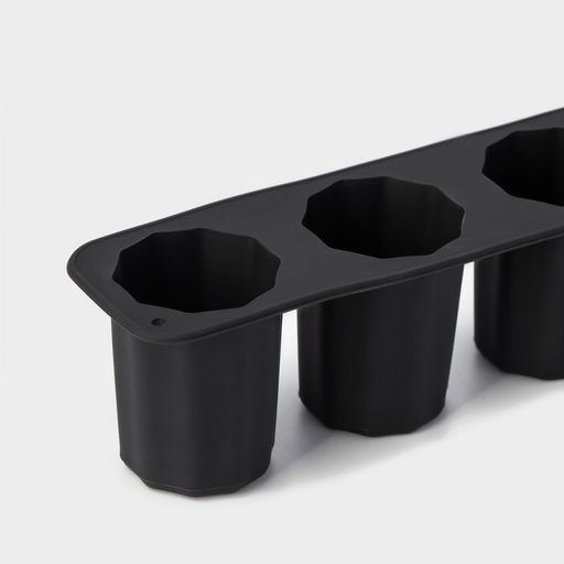 Форма для льда Доляна «Рюмки», силикон, 20×5×5 см, 4 ячейки (3.8×5 см), чёрная