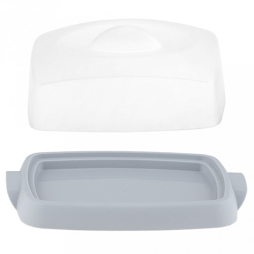 Масленка пластмассовая "Таира" 17х12х7см, прозрачная крышка, светло-голубая (Россия)