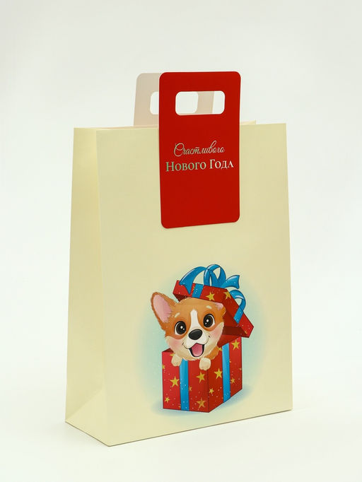 Цена за 12 шт. Пакет подарочный новогодний с вырубной ручкой Лучший подарок 30?40?12 см