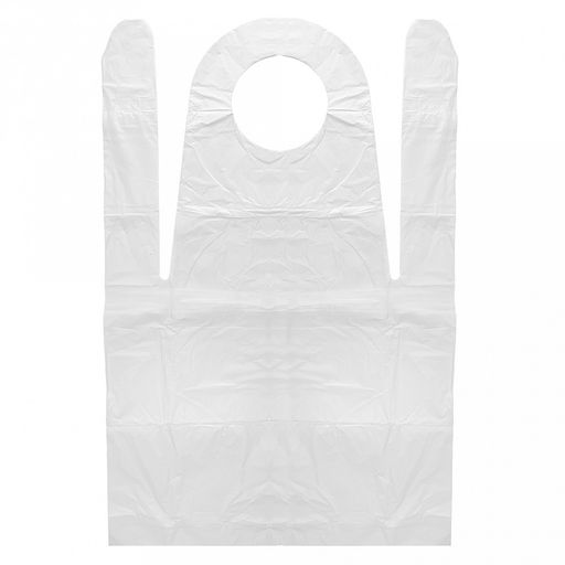 Фартук одноразовый "Эконом" 68х110см, полиэтилен, 6мкм, водонепроницаемый, антистатические свойства, белый, в упаковке 100шт, "Elegreen", ТУ 2.29.10-013-33186646-2020 (Россия)