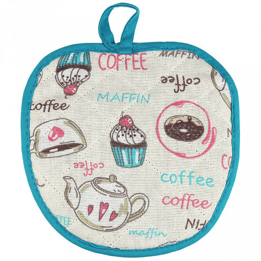 Прихватка с запахом 19х19см "Вкусняшки", форма "Яблоко", рогожка 171г/м2, хлопок 100%, наполнитель - ватин 280г/м2, на пластмассовом подвесе, "Домашняя мода" (Россия)