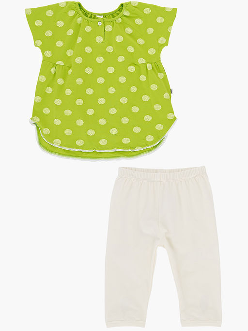 Комплект для девочки детский сад с лосинами UD 1358/4002 салатовый/касар - Mini maxi фото 5