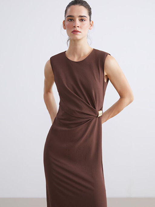 Bisiklet Yaka B?zg?l? Krep Elbise