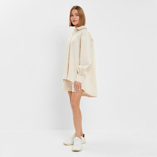 Костюм женский (рубашка, шорты) MINAKU: Oversize, молочный, размер 46
