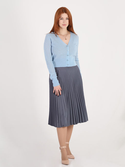 Серая плиссированная юбка больших размеров женская - Almond фото 3