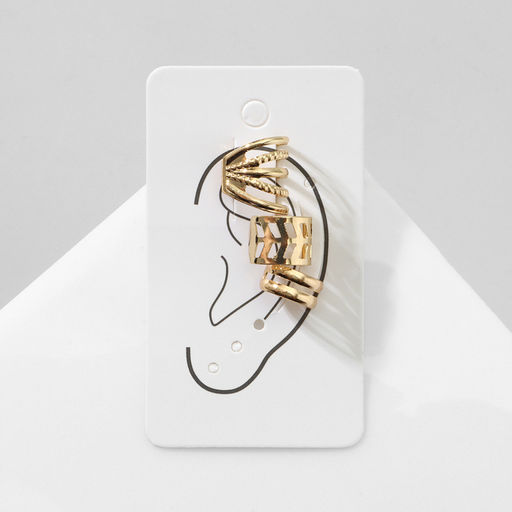 Серьги каффы с узорами, 3 шт., цвет золото