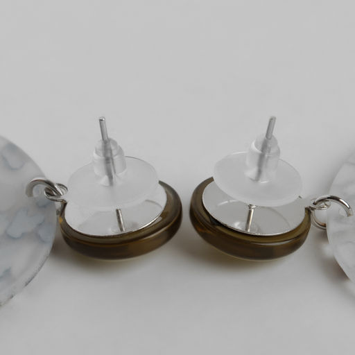 Серьги пластик Танзания круги гепард, черно-коричневый, d=4 - Qf фото 2