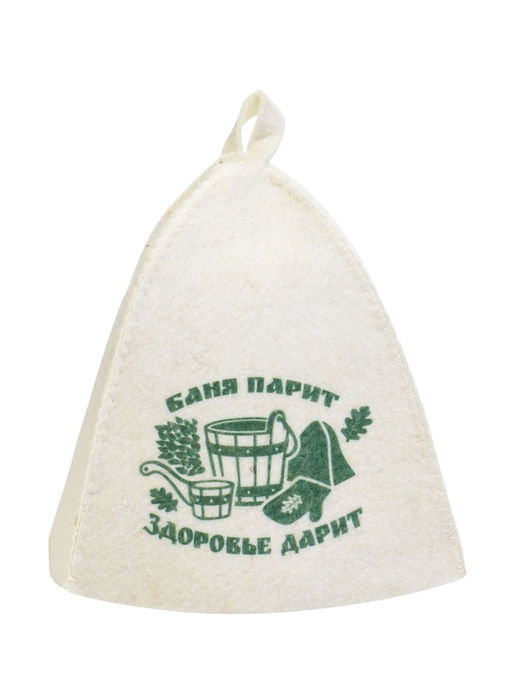 Шапка для бани с принтом " Баня парит, здоровье дарит", светлая