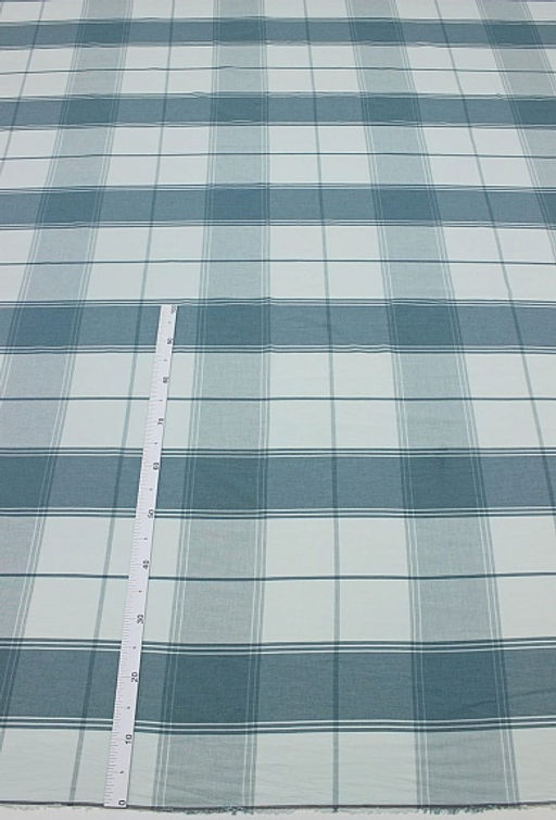 Вареный (стираный) хлопок Крупная клетка цв.св.сине-зеленая дымка, ш.2.5м, хл-100% - Купава фото 3