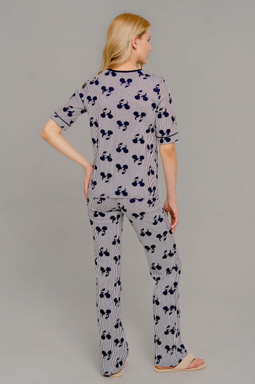 Арт. 9168 Пижама с брюками 42-50 (5 шт) Цвет:верх- синий, белый, низ-синий, белый - Калинка фото 11