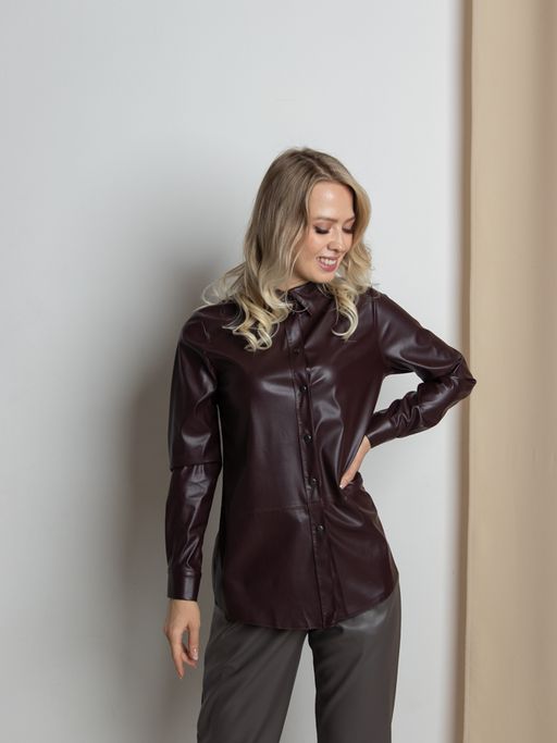 рубашка из экокожи 983-0610 - Трика фото 2
