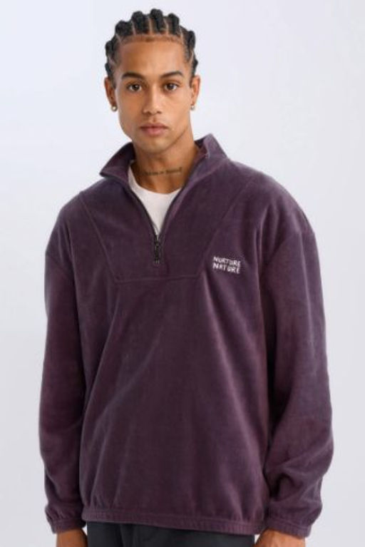 Comfort Regular Fit Rahat Kal?p Dik Yaka Bask?l? Polar Sweatshirt