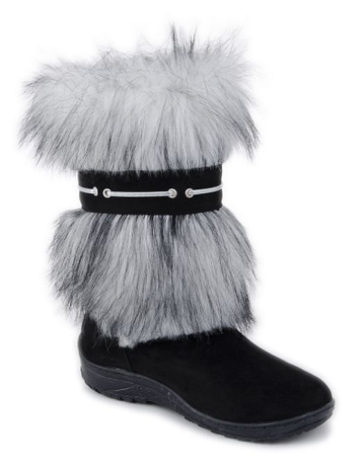 Унты женские на литой подошве. Черные. Мех песец - Roshva фото 6