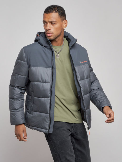 Куртка мужская зимняя с капюшоном спортивная великан серого цвета 8377Sr - Wonderrman фото 8