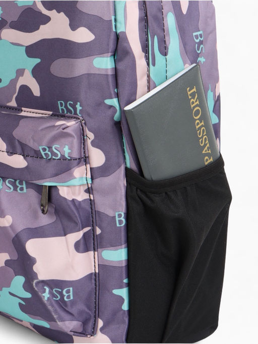 Рюкзак школьный на молнии, с карманами, с принтом, размер 30?13?42 см, тёмно-синий/чёрный