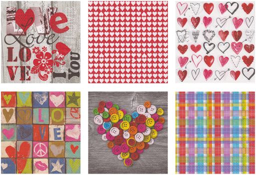 Love2art салфетки бумажные АССОРТИ 3х слойные SDD 33 x 33 12 шт. Набор №1216-10 Романтика