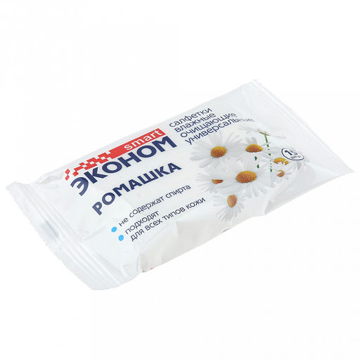 Салфетки влажные Эконом smart 15шт/упак, ромашка (Россия) - Домашняя мода фото 2
