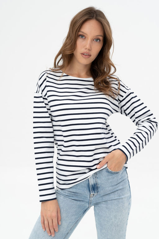 Джемпер женский 484L3-WB белый/полоска - Solo mio фото 5