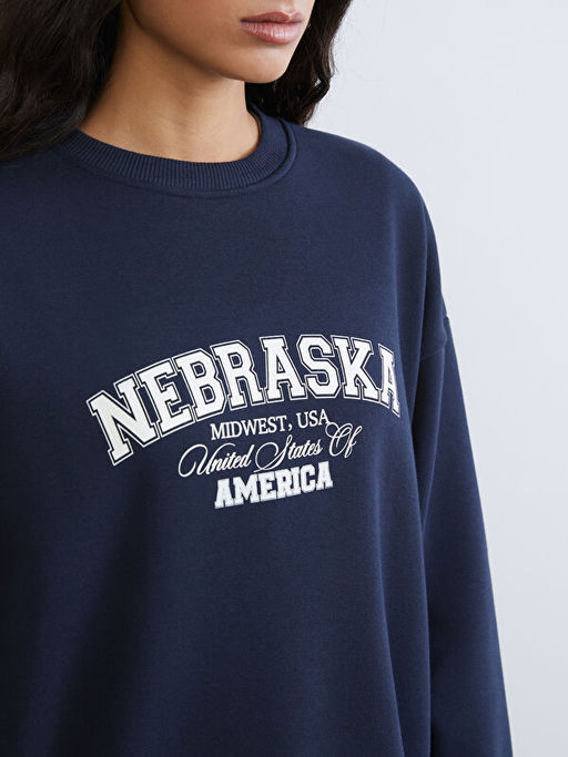 Nebraska Bask?l? Kad?n Kal?n Sweatshirt Tunik