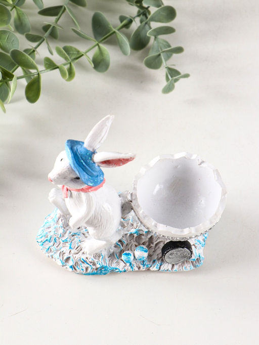 Фигурка-подставка для мелочей полистоун «Зайка с тележкой», 12.5×12×6 см